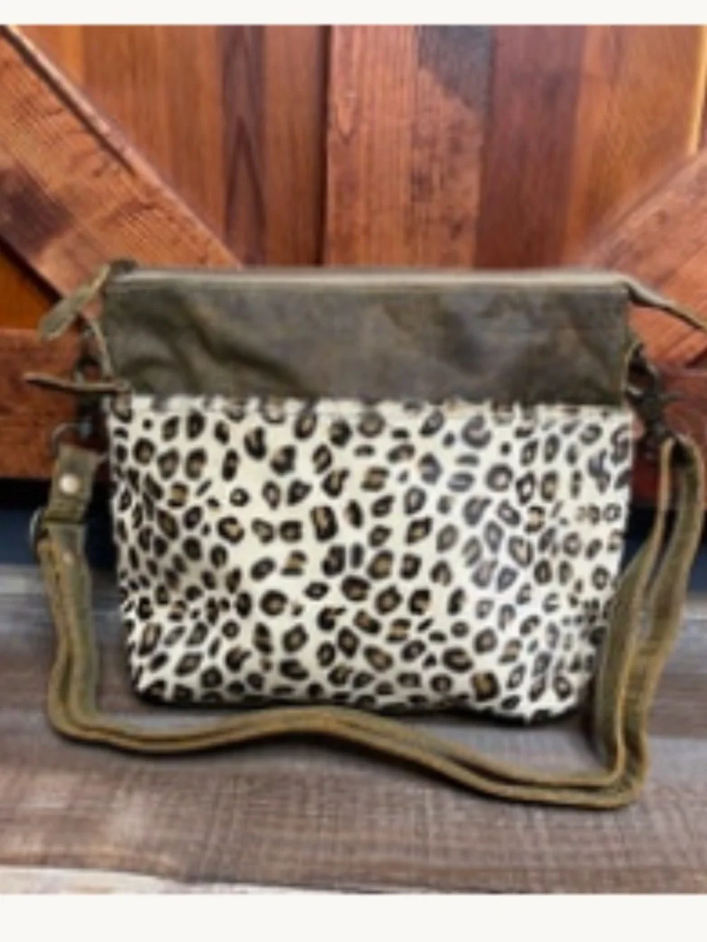 Myra Bag Feline Leather Leopard Print Hairon Crossbody Purse